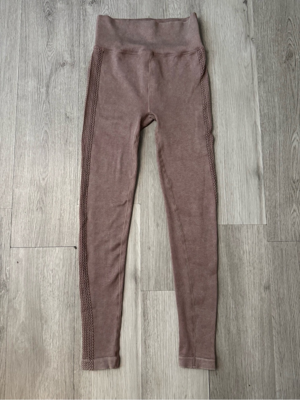 AS Revival Leggings Light Mauve Pink Ribbed  Knit Nylon Spandex Size XS